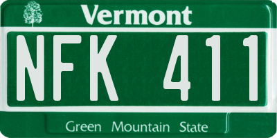 VT license plate NFK411