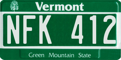 VT license plate NFK412