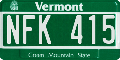 VT license plate NFK415