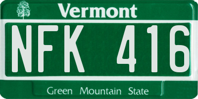 VT license plate NFK416