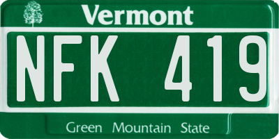 VT license plate NFK419