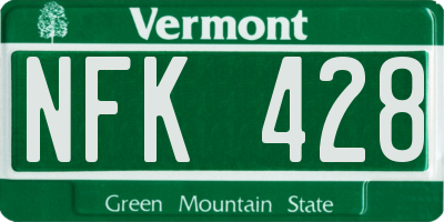 VT license plate NFK428