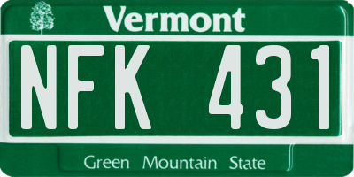 VT license plate NFK431