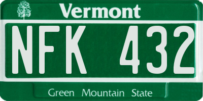 VT license plate NFK432