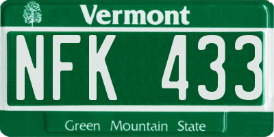 VT license plate NFK433