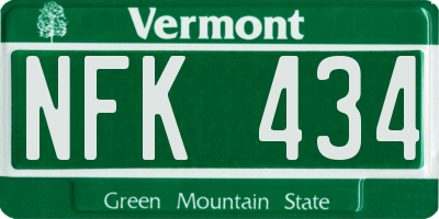 VT license plate NFK434