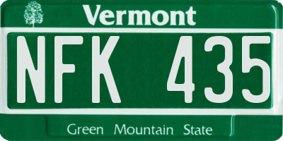 VT license plate NFK435