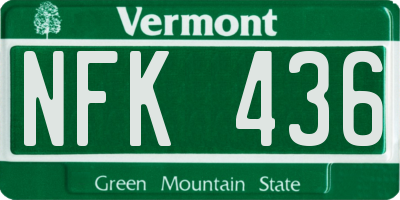 VT license plate NFK436