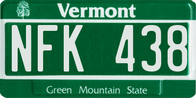 VT license plate NFK438