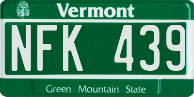VT license plate NFK439