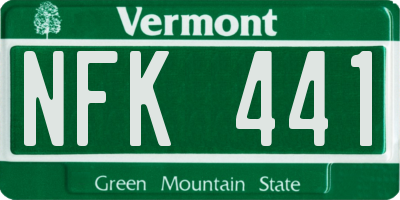 VT license plate NFK441