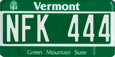 VT license plate NFK444