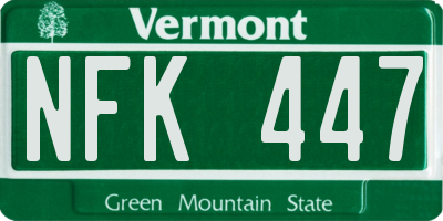 VT license plate NFK447