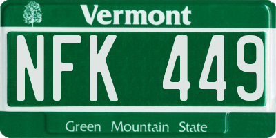 VT license plate NFK449
