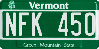 VT license plate NFK450