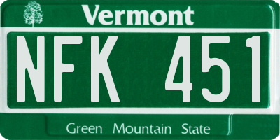 VT license plate NFK451
