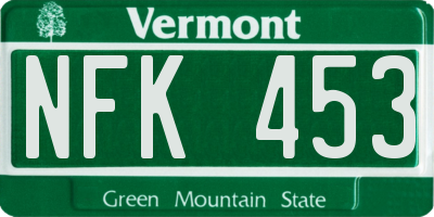 VT license plate NFK453