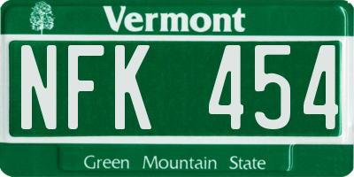 VT license plate NFK454