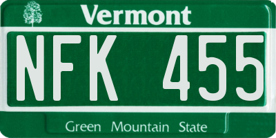 VT license plate NFK455
