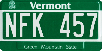 VT license plate NFK457