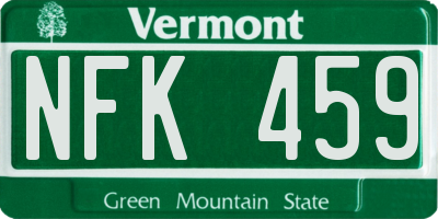 VT license plate NFK459