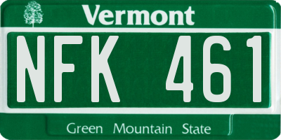 VT license plate NFK461