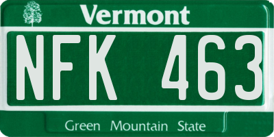 VT license plate NFK463