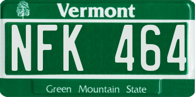 VT license plate NFK464