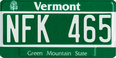 VT license plate NFK465