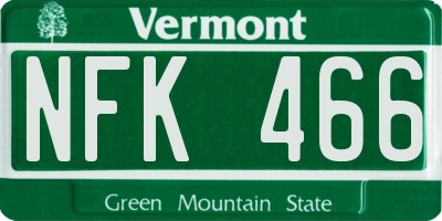VT license plate NFK466