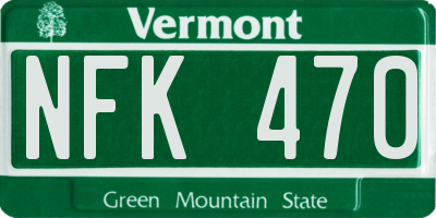 VT license plate NFK470