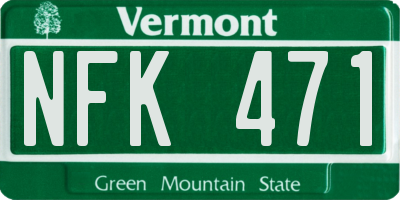 VT license plate NFK471