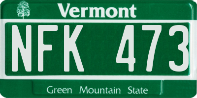 VT license plate NFK473