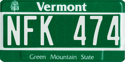 VT license plate NFK474