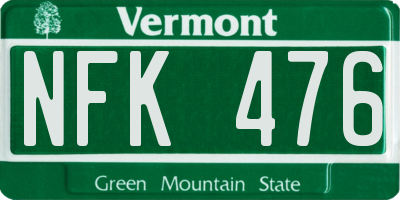 VT license plate NFK476