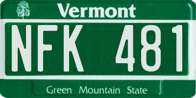 VT license plate NFK481