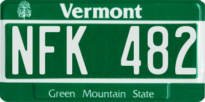VT license plate NFK482