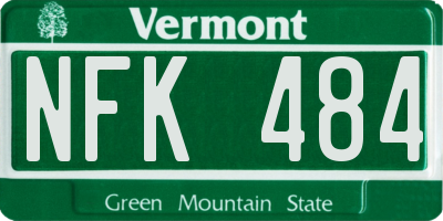 VT license plate NFK484