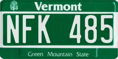 VT license plate NFK485