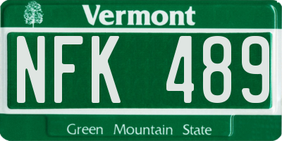 VT license plate NFK489