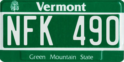VT license plate NFK490