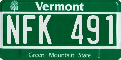 VT license plate NFK491
