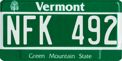 VT license plate NFK492