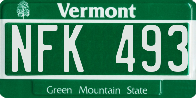 VT license plate NFK493
