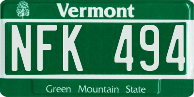 VT license plate NFK494