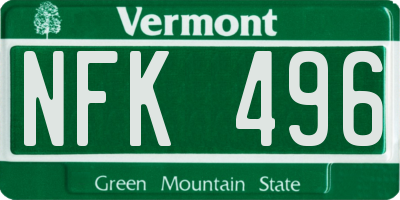 VT license plate NFK496