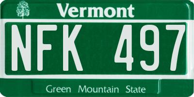 VT license plate NFK497