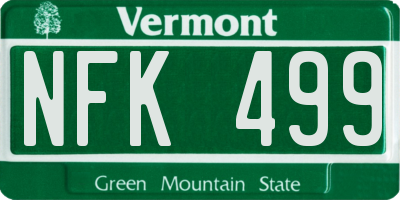 VT license plate NFK499