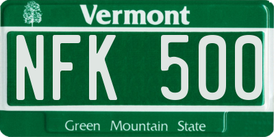 VT license plate NFK500