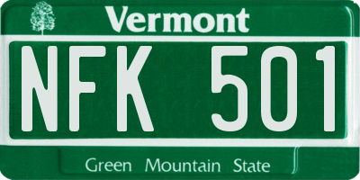 VT license plate NFK501